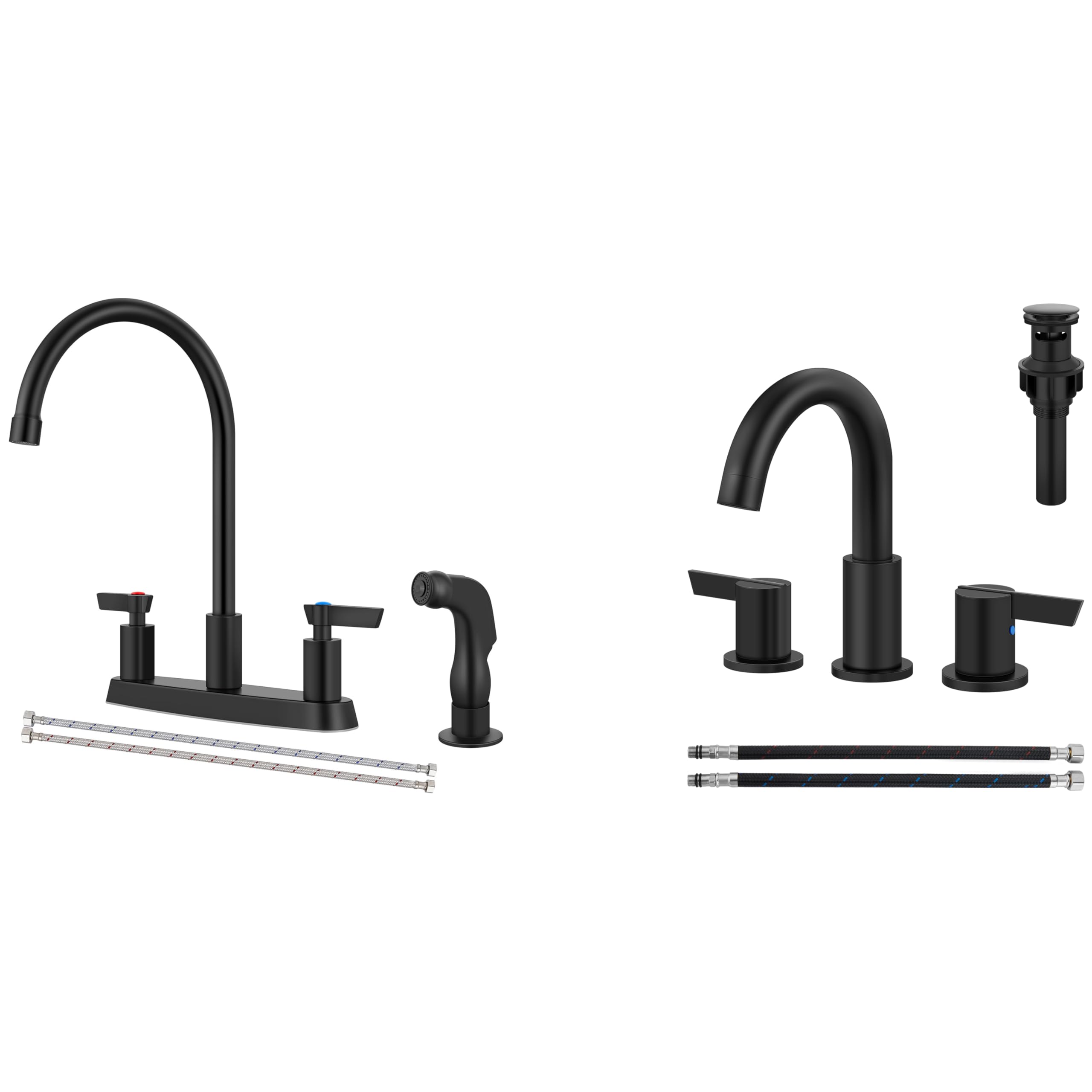 Hcfyauis Black Kitchen Faucet Bathroom Sink Faucet 3 Hole 8 Inch
