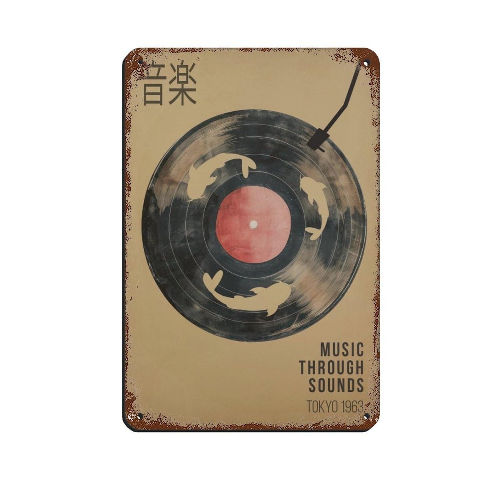 Japanese Retro Music Poster, Vintage Vinyl Art Tin Sign Vintage Metal Pub Club Cafe Bar Home Wall Art Decoration Poster Retro 8x12inch(20x30cm)