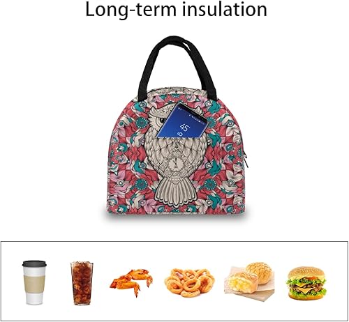 Miniatura 6 de Decorative Pattern Lunch Bag Insulated Lunch Box for Men Women Lunch Tote Bag Leakproof Meal Prep Bag Cute Lunchbag Lunchbox Owl Art Lunch Bags for