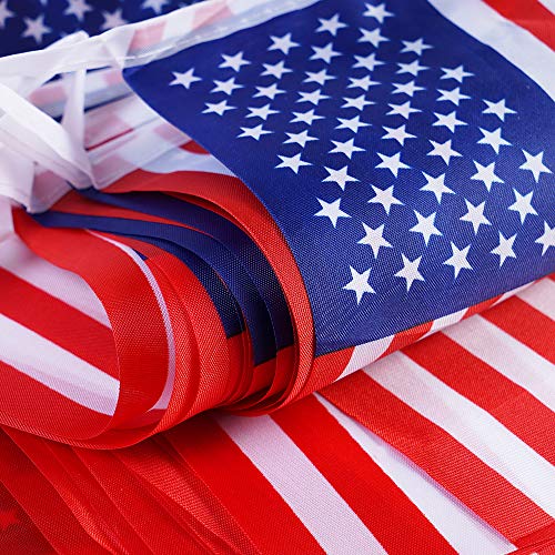 100 Pcs(99 Ft) American Flag Banner String, American Pennant Flag Banners Nylon Fabric Decorations For Grand Opening, Party, Olympics, Bar, Sports Clubs Or Restaurants(8.2”X5.5”) #TOP3