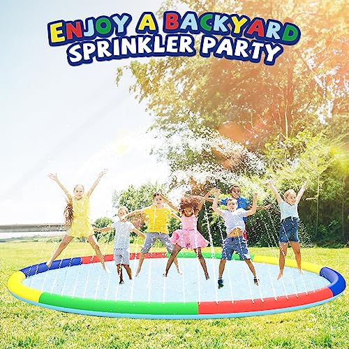 ODOSOLA 11.4 FT Large Splash Pad for Kids Ages 4-8, Non-Slip Baby Splash Pads for Toddlers, Oversized Kids Sprinklers for Yard, Heavy Duty Kid Pools Water Toys for Outdoor Family, Friends Summer Fun - Thumbnail 7