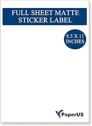 Papel adhesivo imprimible de página completa de 8.5 x 11, 25 etiquetas, etiquetas de envío, etiquetas de correo, etiquetas adhesivas blancas mate en