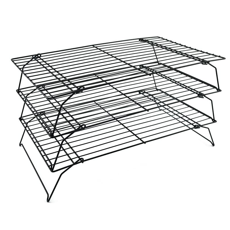 Acobonline Grille à Pâtisserie, Volette, 3 niveaux, Aluminium, Noir, Anti-Adhérent - À utiliser individuellement ou à empiler pour économiser de l'espace dans la cuisine. Noir - Image 3