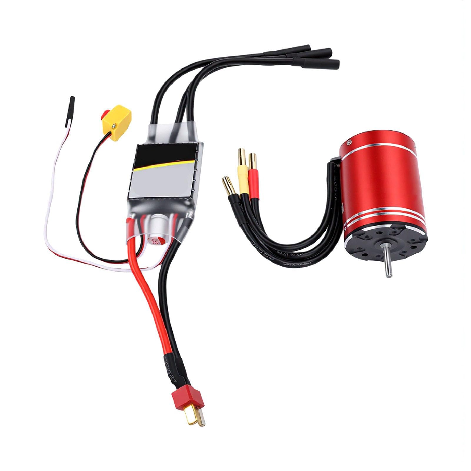 Tosuny Bezszczotkowy Silnik RC ESC Combo, 3650 3900KV Bezszczotkowy Silnik 75A ESC, Wodoodporny RC do łodzi Samochodowej w Skali 1/10 1/8, Bezczujnikowy z Radiatorem do Wyścigów Hobbystycznych