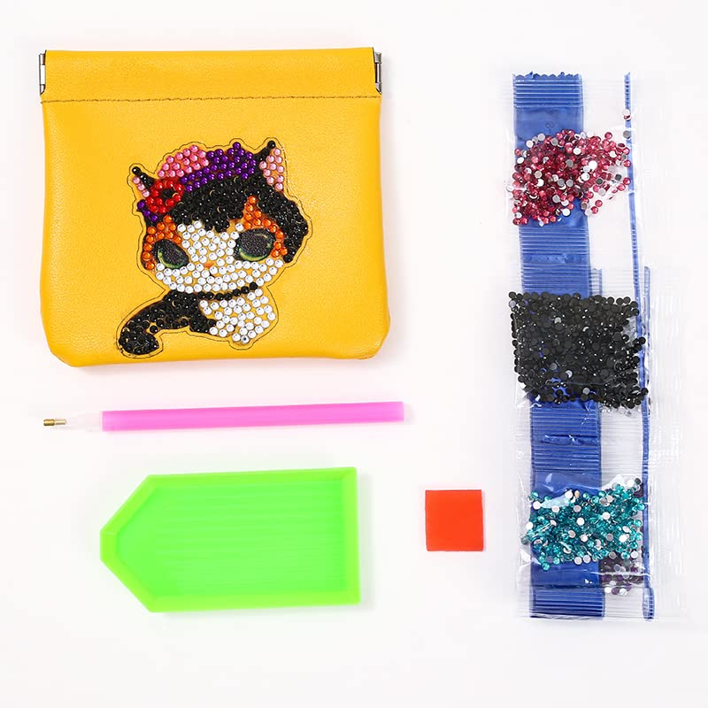 CHAOFAN 5D DIY Diamonds Painting Small Cosmetic Bag, Portable No Zipper Pocket Makeup Bag for Cosmetics Headphones Jewelry Storage 4