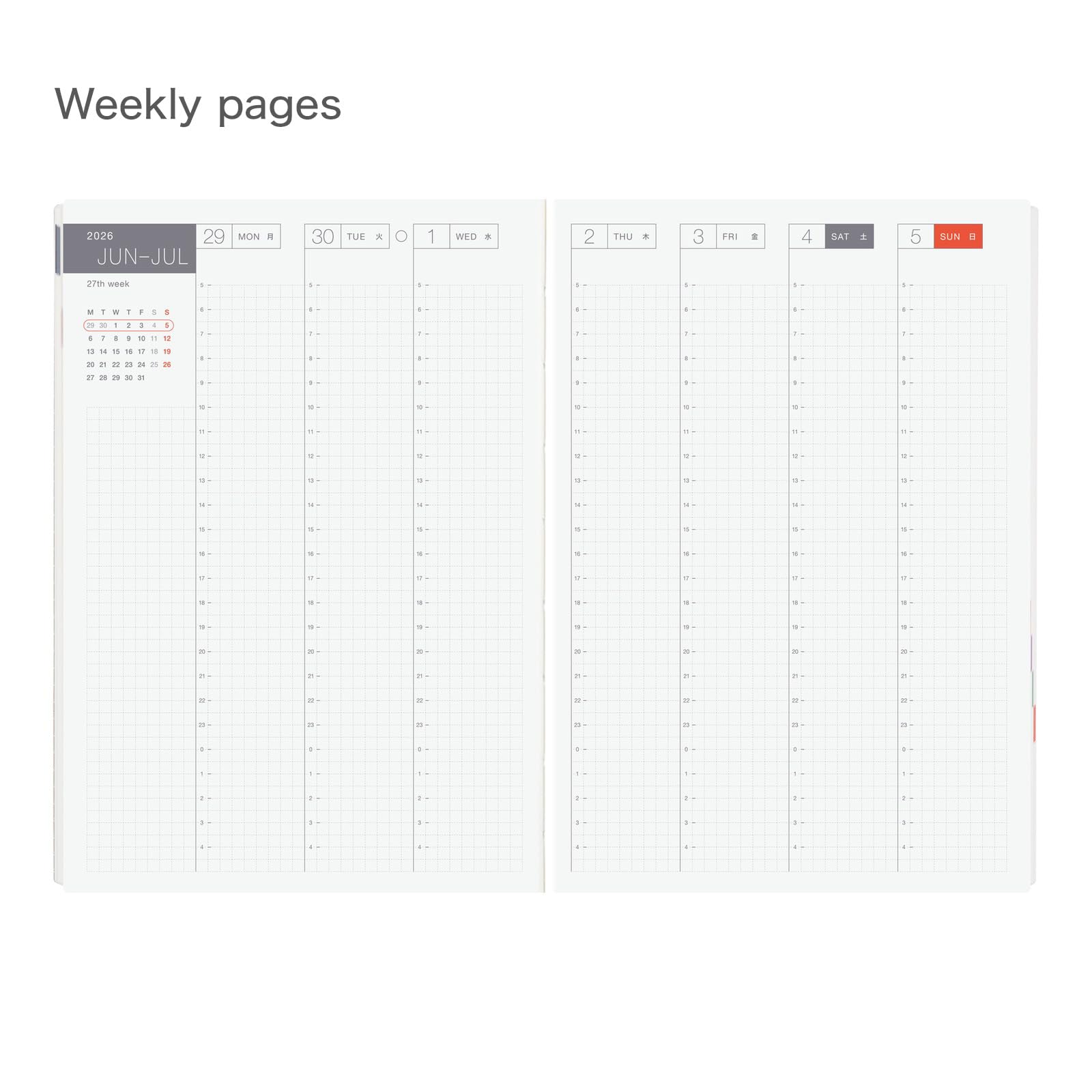 Hobonichi Techo HON A5 2026 - Serie di carta: Black Gingham (inglese, pianificatore di inizio gennaio)