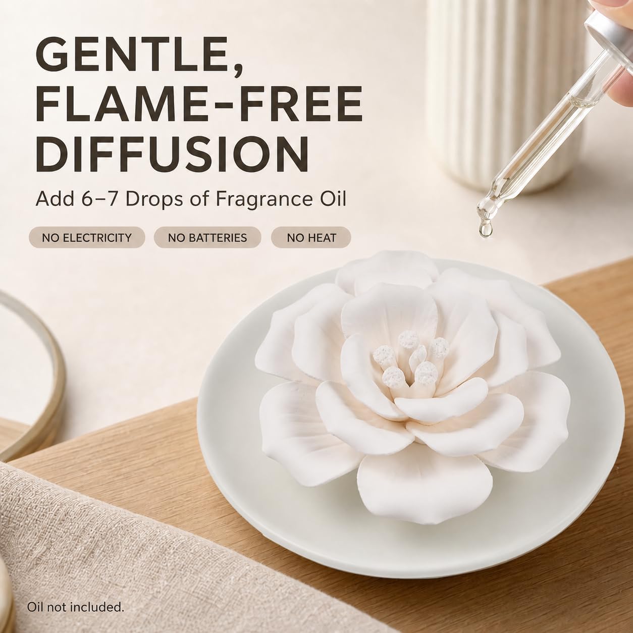 Ceramic Incense Holder for Sticks-Passive Diffuser for Essential Oil(Peony)
