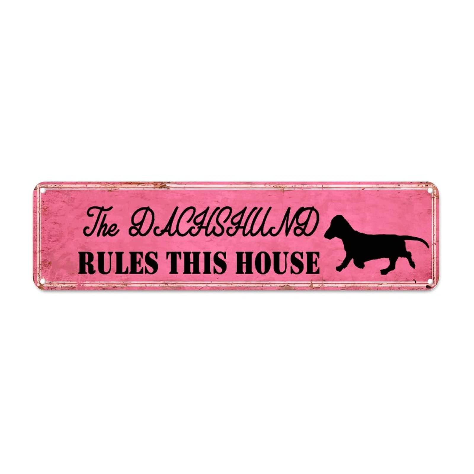 The Dog Rules This House Retro Tin Signs Aluminum Metal Sign Art Plaque for Home Kitchen Garden Wall Non-Fade Funny Decor 4x16 Inch