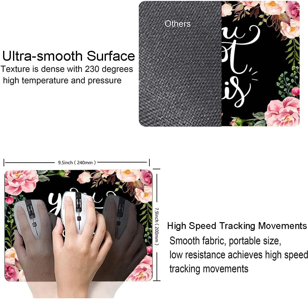 Image of Premium-Textured Mouse Pad, Non-Slip Rubber Base Mousepad for Laptop, Computer & PC, 9.5x7.9 in - Enhanced Precision, Ergonomic Comfort, Ideal for Gaming & Office (You Got This)