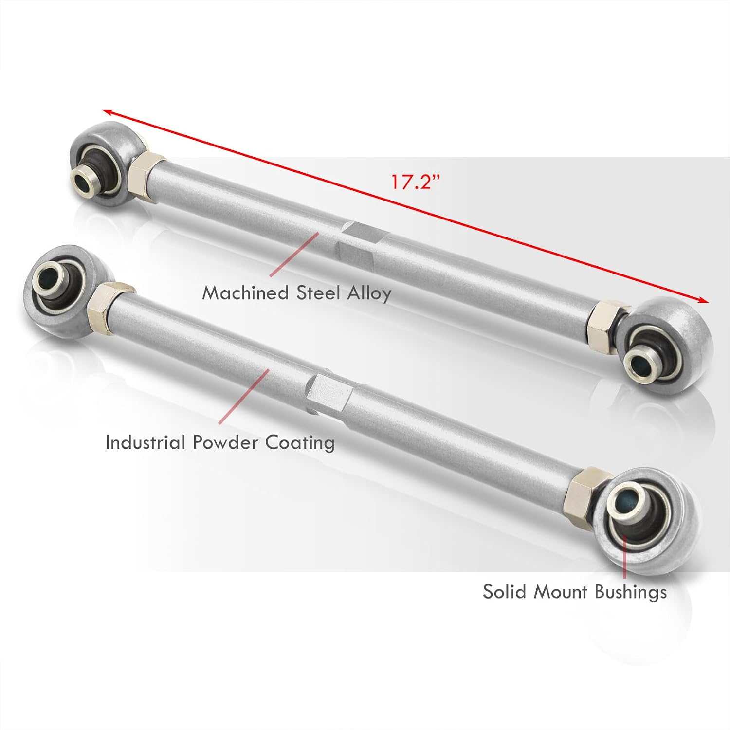 AJP Distributors Rear Suspension Adjustable Steel Control Toe Arms Links Bushing Kit Silver Compatible/Replacement For 3-Series E90 E92 E93 1-Series E82 E88 RWD 2006 2007 2008 2009 2010 2011 2012 2013