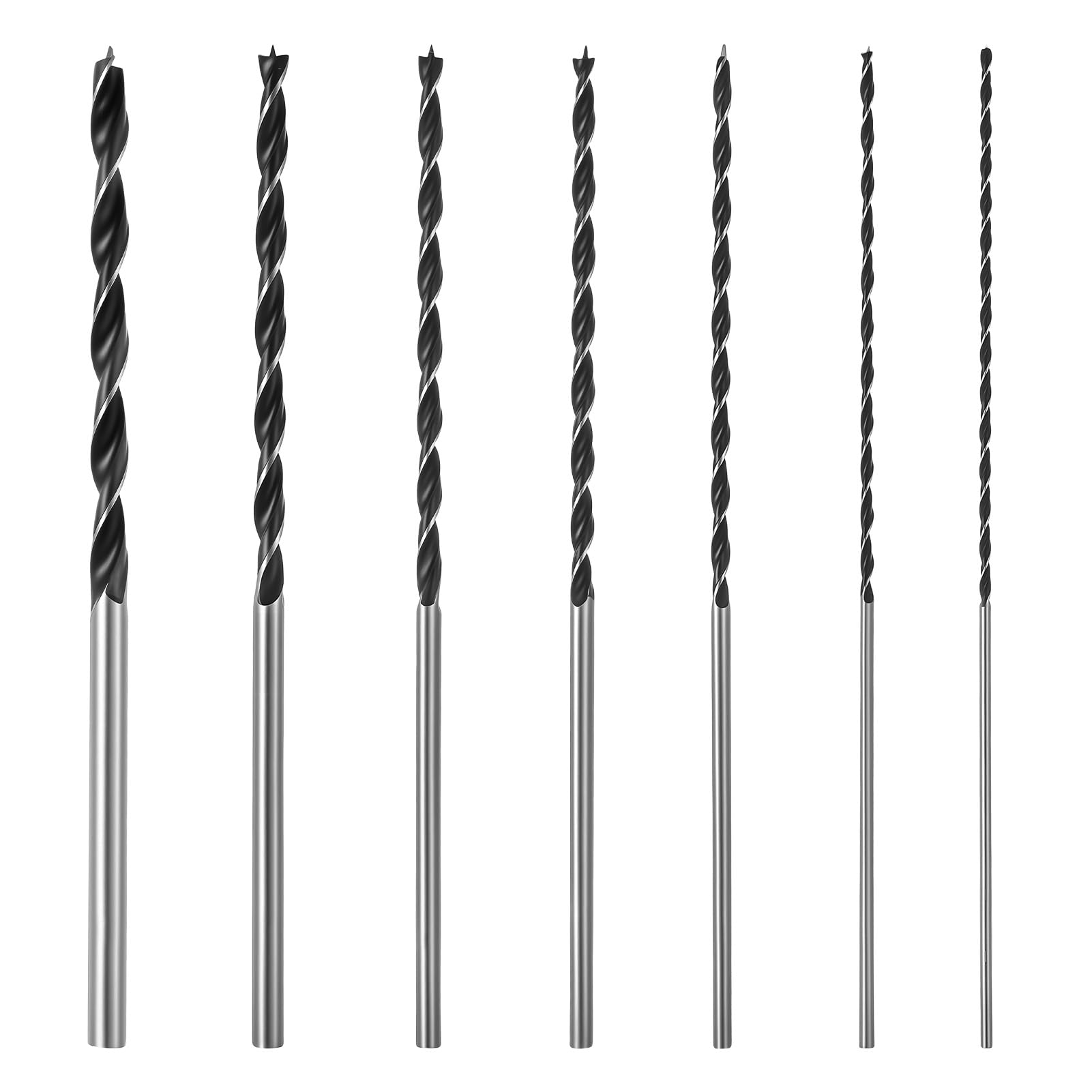 ALTcompluser 7 Stück Extra Lange Holzbohrer Bohrer Set 4 mm, 5 mm, 6 mm,7 mm, 8 mm, 10 mm, 12 mm Holzbohrer HSS Spiralbohrer zum Bohren für Die Holzbearbeitung Manuelle(300 mm)