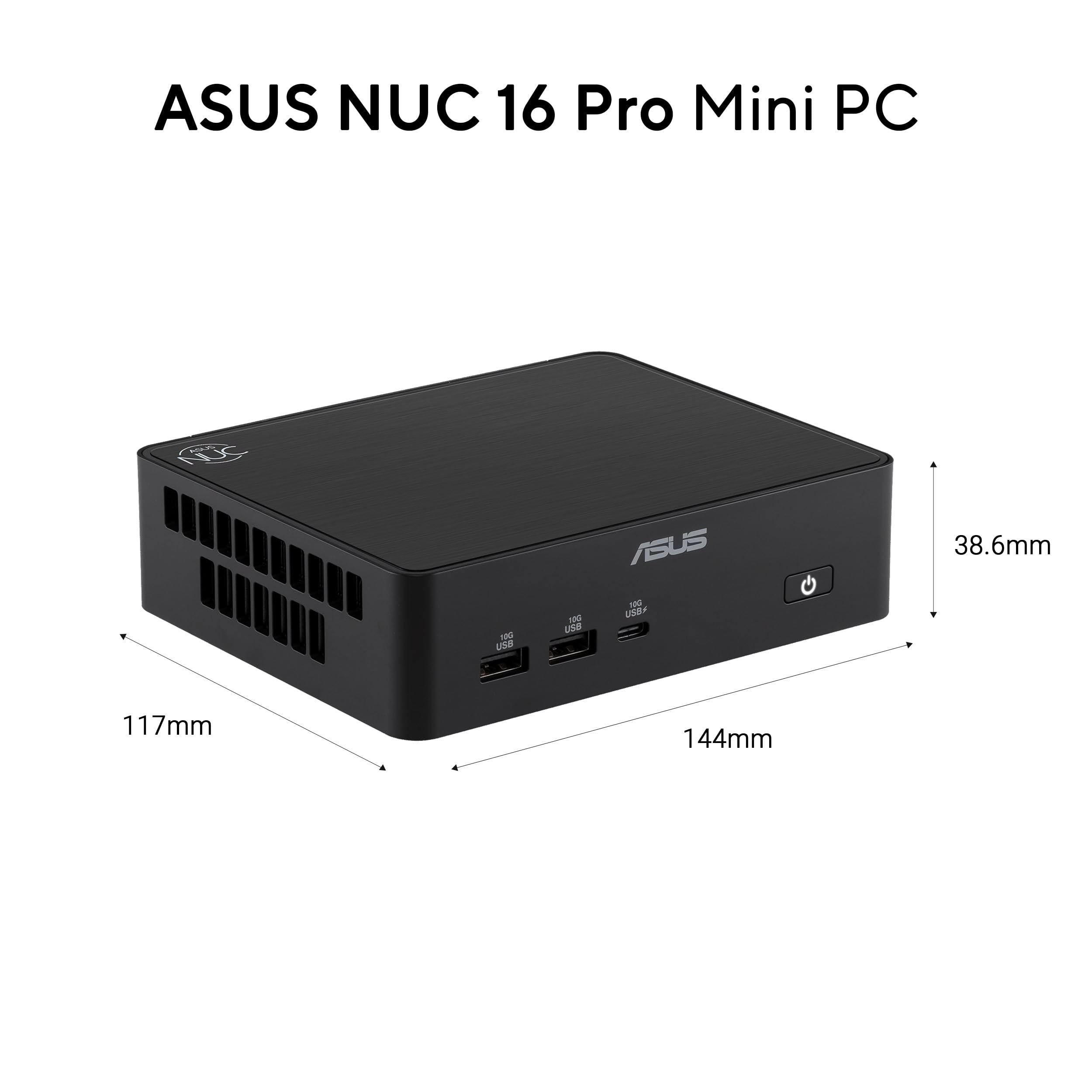 ASUS NUC 16 PRO, Intel Core U5 325, Barebone (No Ram/SSD), Nero | DDR5-5600, Scheda Grafica Integrata, Wi-Fi 7, Bluetooth 6, Ethernet 2,5G, Compatibile con Windows 11 Pro e Windows 11 Home