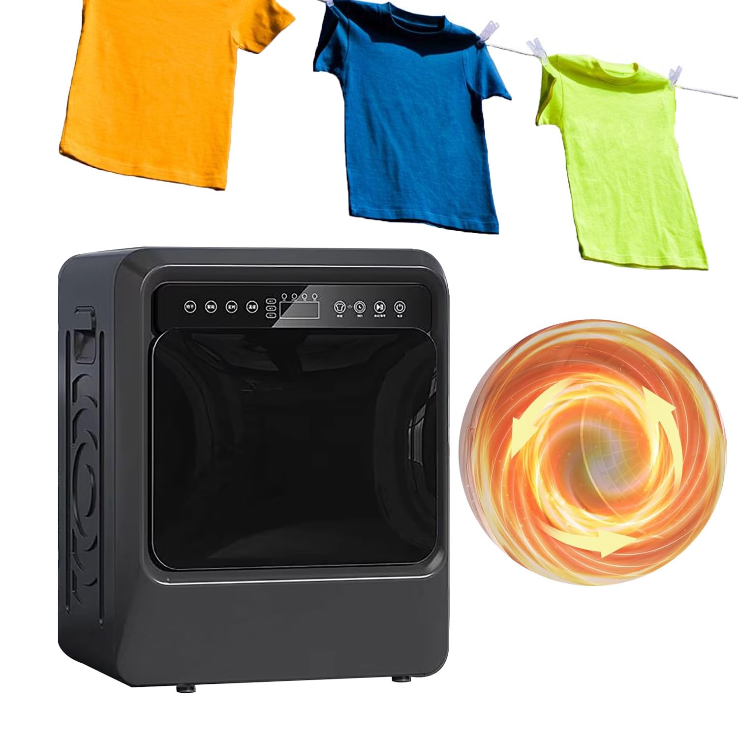 Secadora de ropa portátil eléctrica compacta con ventilación, tubo de acero inoxidable, capacidad de secado de 4kg,3 temperaturas para distintos modos de secado,panel táctil inteligente LCD,1000W