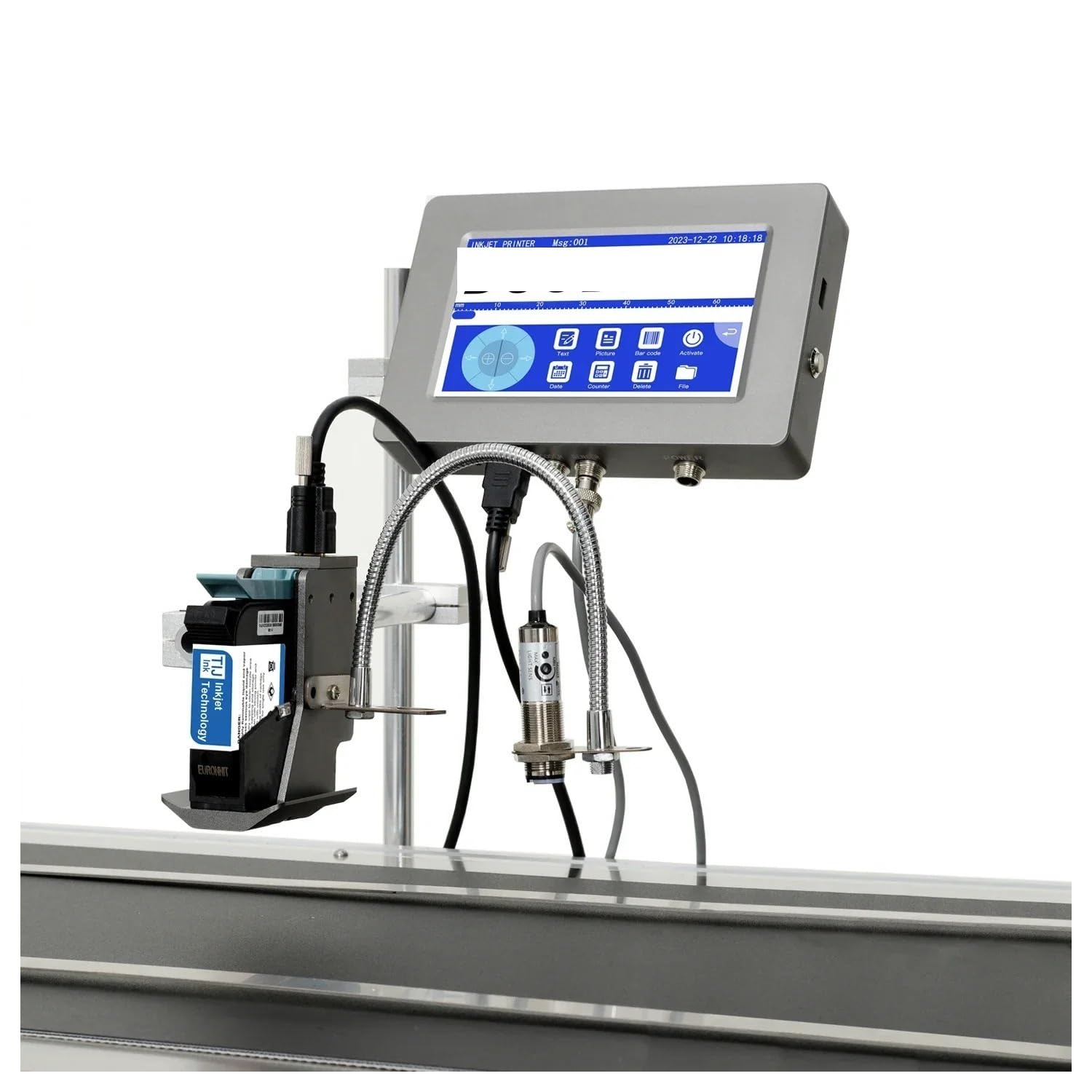 DW-MAX 12.7/25.4mm TIJ Industrial Online Thermal Inkjet Printer Text QR Barcode Batch Number Logo Date Coding Machine(12.7mm with 1 Ink)
