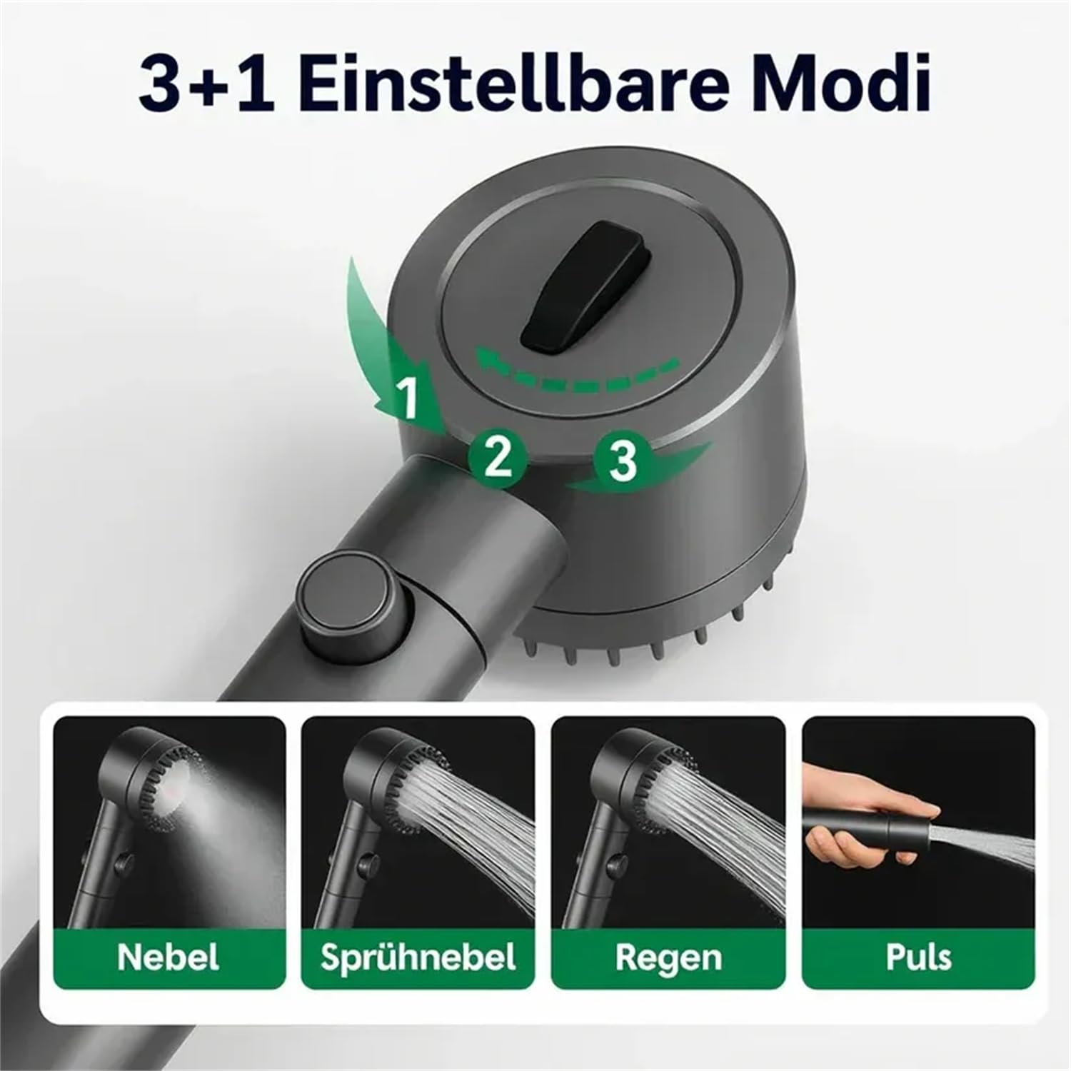 Haut- & Haarpflege, wassersparend, Hochdruck Handbrause, einfache Montage, kompatibel mit Standard-Duschsystemen