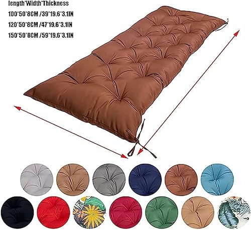 Miniatura 7 de Cojín impermeable para silla columpio para exteriores, muebles de jardín, sofá biplaza, 40 x 20 pulgadas, cojines de asiento de mimbre impermeables
