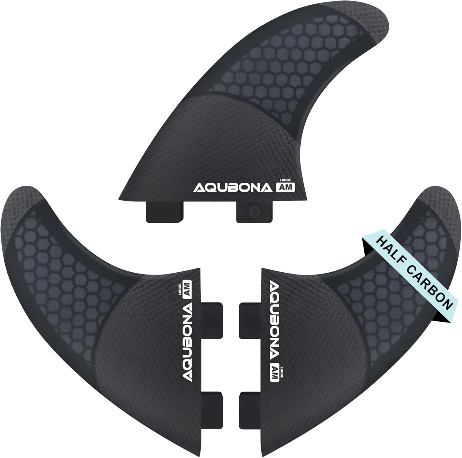 AQUBONA Twin Tab FC Fins G3/G5/G7 Half Carbon+Honeycomb Surfboard Tri Fin Set