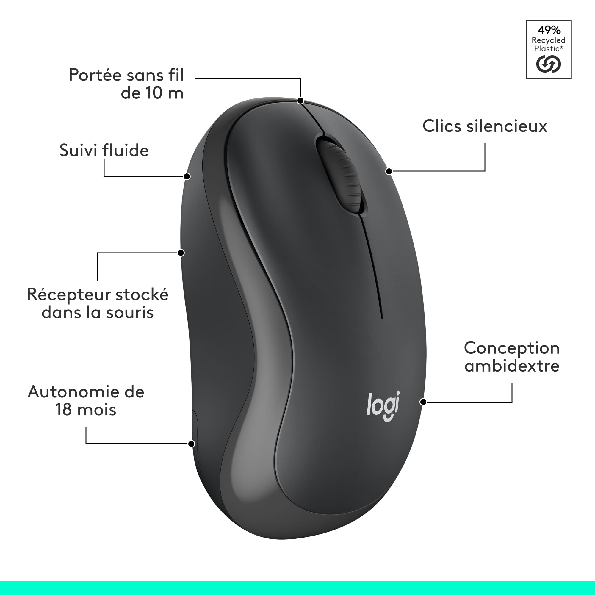 Logitech MK295 Silent ensemble souris et clavier sans fil SilentTouch AZERTY Français Gris