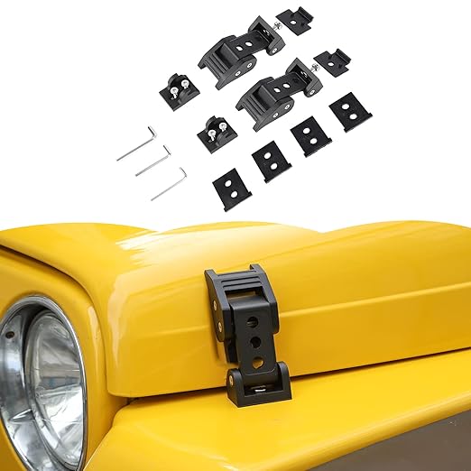 RT-TCZ Aluminum Hood Latches Catch Kit Accessories for Jeep Wrangler TJ 1997-2006 (Black)