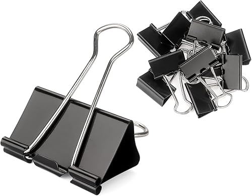 Miniatura 8 de Clips negros para carpetas de papel, clips de tamaño pequeño, 1.0 pulgadas, paquete de 36