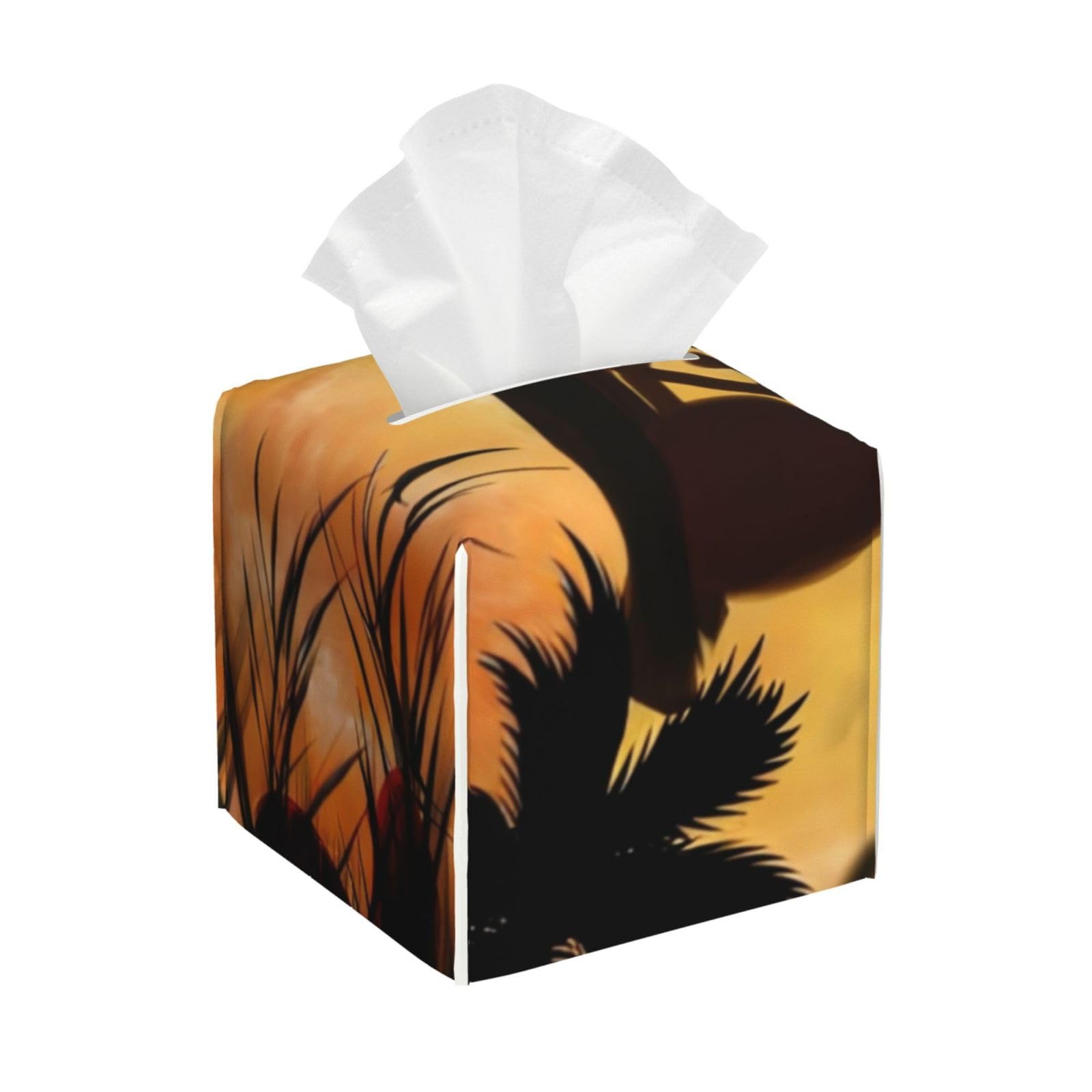 QGWDYYJQ Cute Couple Monkey printed Tissue Box Cover Leather Tissue Holder Decorative Tissue Organizer