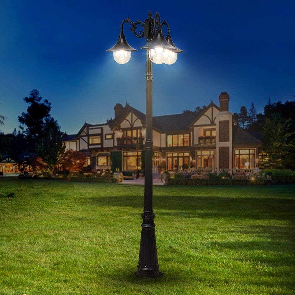 Zewnętrzna willa ogrodowa wspólnota domowa lampa kolumnowa lampa słupowa latarnia szklana aluminiowa wodoodporna lampa ogrodowa zewnętrzna lampa podłogowa E27 dekoracja,
