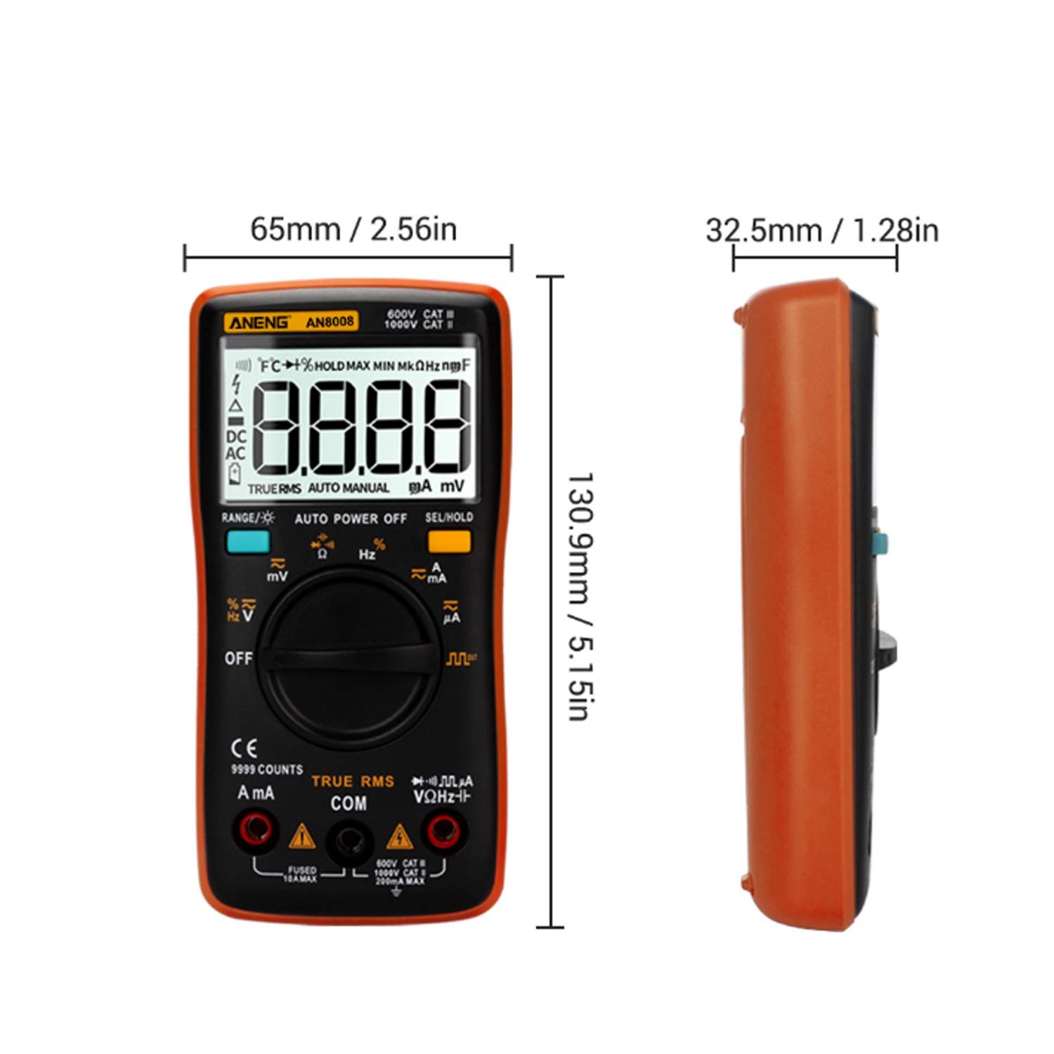 Multimeter AN8008 Digital-Multimeter 9999 Counts Transistor True RMS Tester rm409b Auto elektrische Prüfgeräte Spannungskondensator Meter Für Home Tools, Automotive