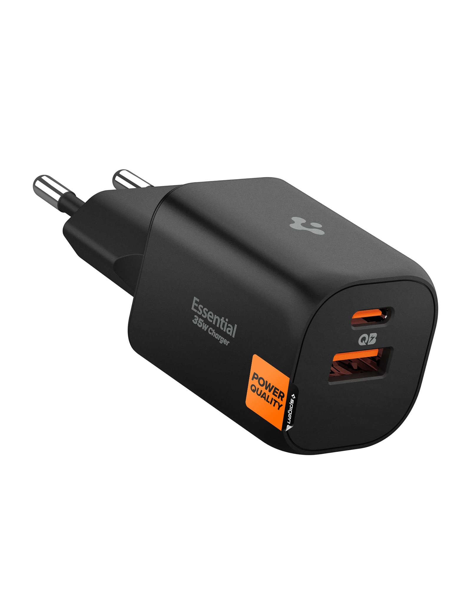 Spigen ArcStation Essential GaN 35W 2-Port USB-C Ladegerät, Schwarz | PPS Schnellladegerät, PD 3.0 Power Charger Adapter für iPhone 18/17 Pro Max Duo, Samsung Galaxy S26, Google Pixel 11 Pro XL