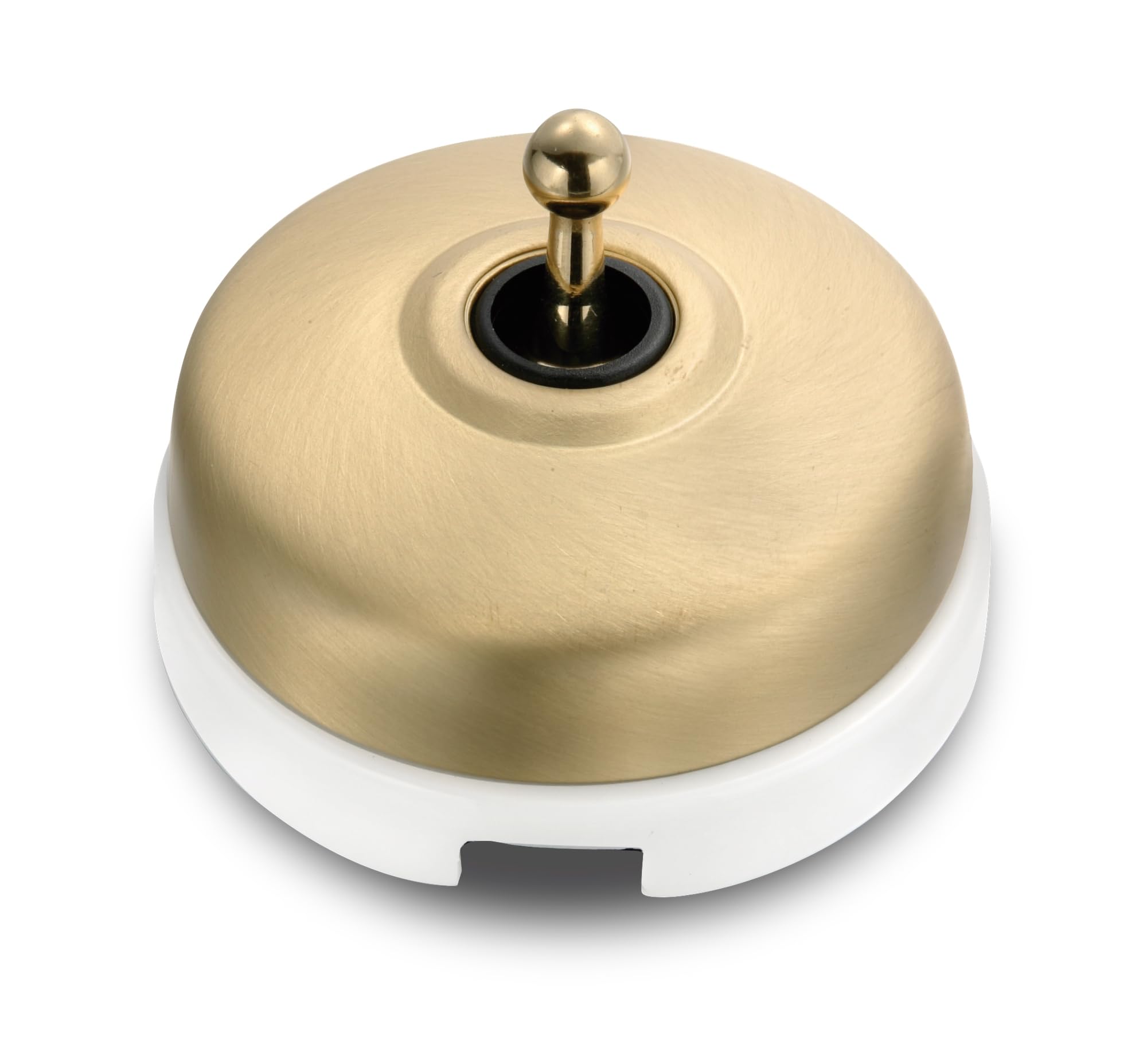 FONTINI - Interrupteur Va & Vient Porcelaine Blanche Coque Dorée Satinée