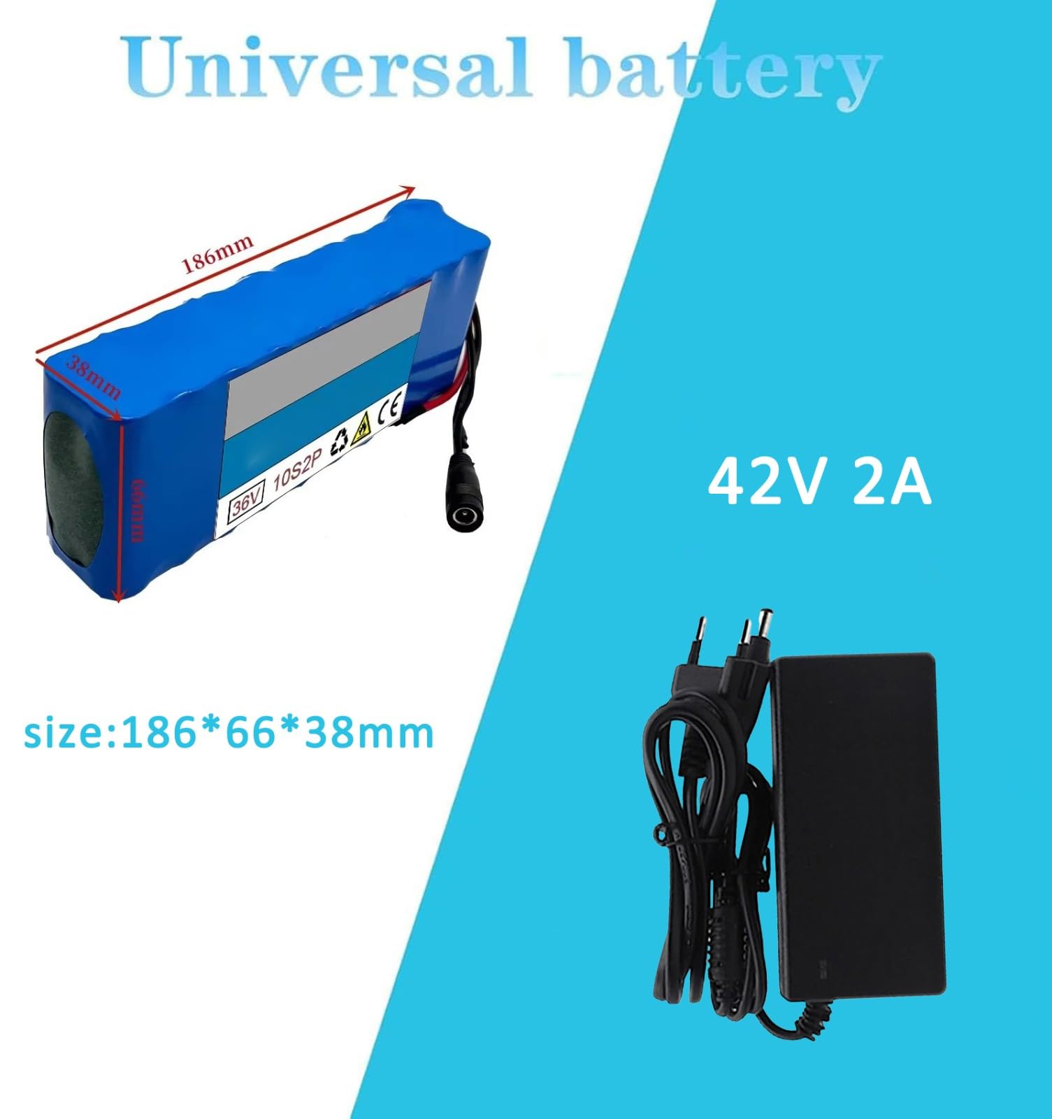 Batterie De Vélo Électrique 36 V 10 Ah, Batterie Rechargeable avec Carte De Protection BMS Et Chargeur, Batterie Lithium-ION Étanche pour Trottinette Électrique Et Kart Électrique