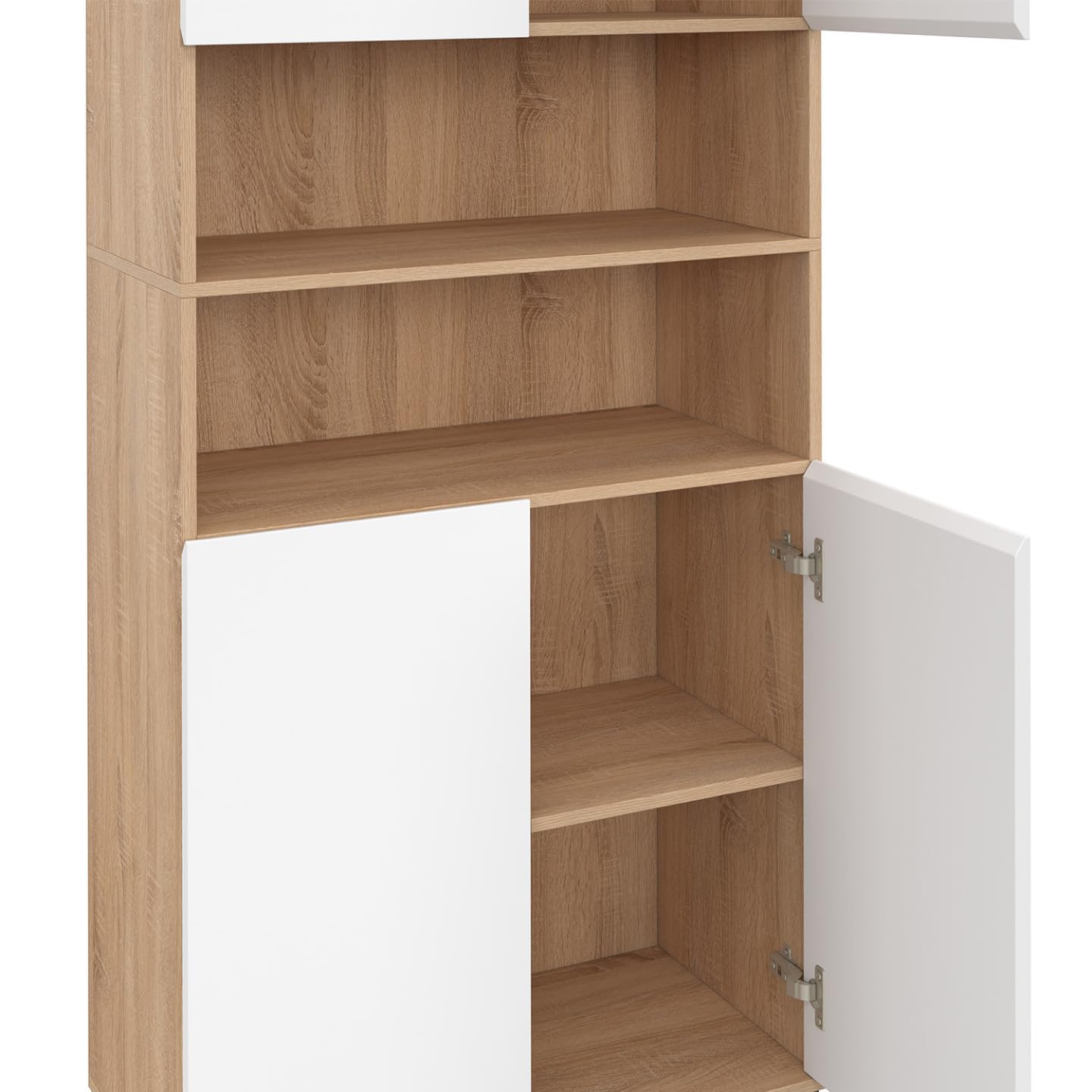 IDMarket - Mueble de baño TOMI con 4 puertas y 2 nichos en madera de haya blanca