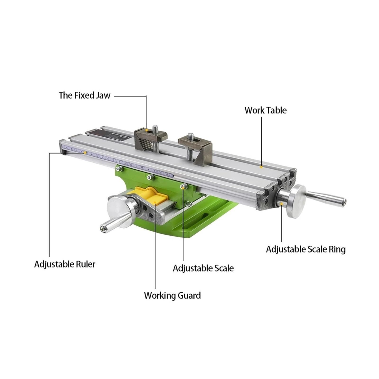 Mesa compuesta de BG-6330, mesa de trabajo con deslizamiento transversal, mesa de trabajo for fresado, banco de perforación, multifunción, ajustable, XY