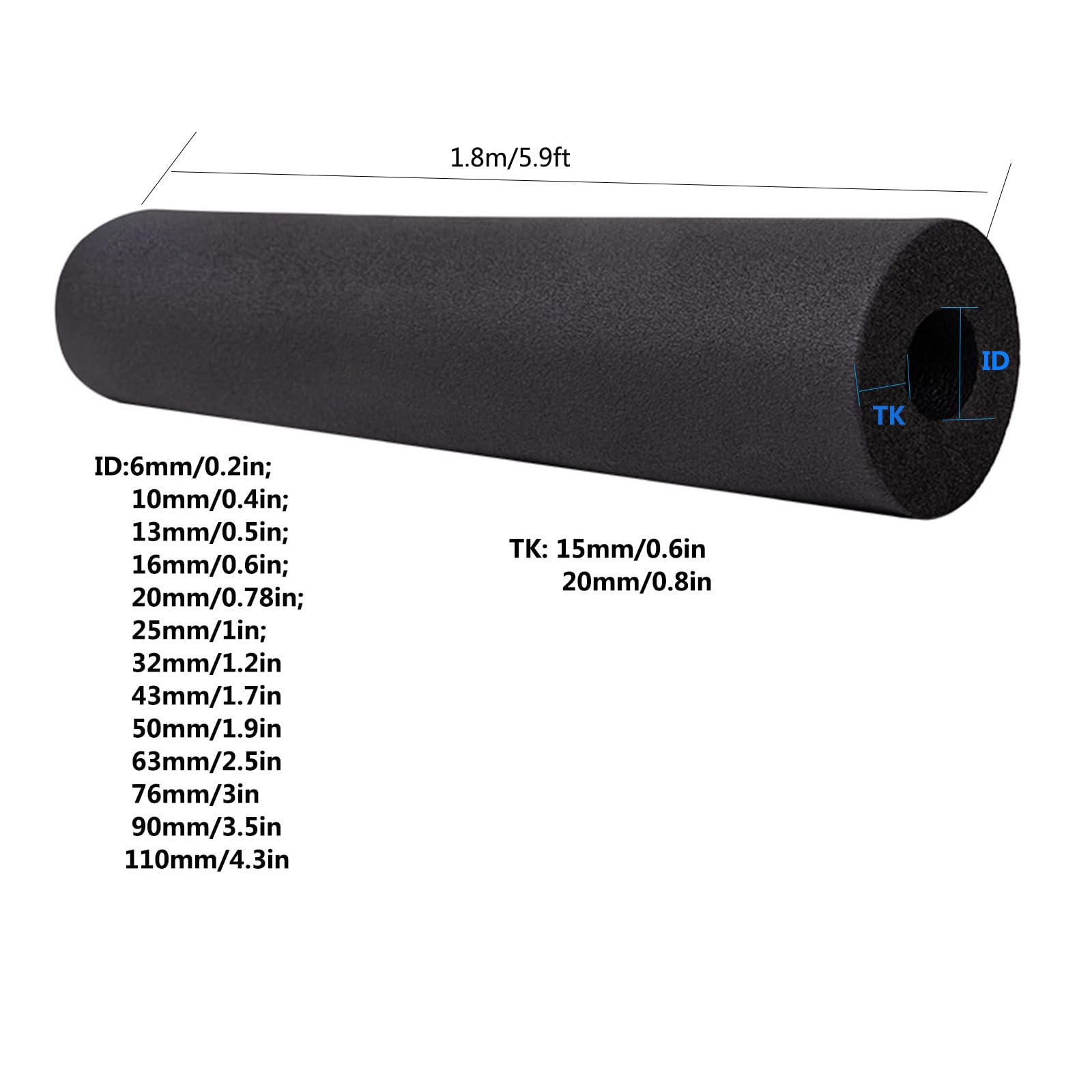 2pcs Isolierung Heizungsrohre, Rohrisolation Dämmung Heizungsrohre Heizung, Flexibel/Frostschutzmittel/Flammschutzmittel(TK: 20mm/0.8in,ID:90mm/3.5in)