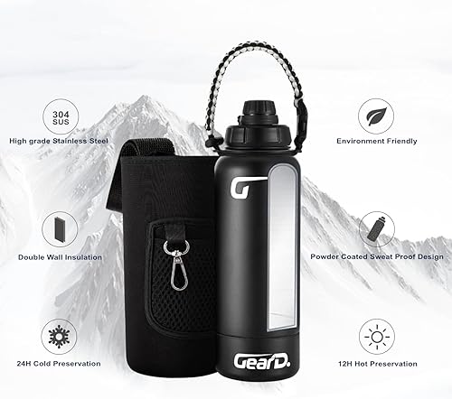 Miniatura 6 de (Nuevo) Matraz deportivo de acero de 32 onzas con doble aislamiento, con recubrimiento en polvo para gimnasio y al aire libre con un recipiente