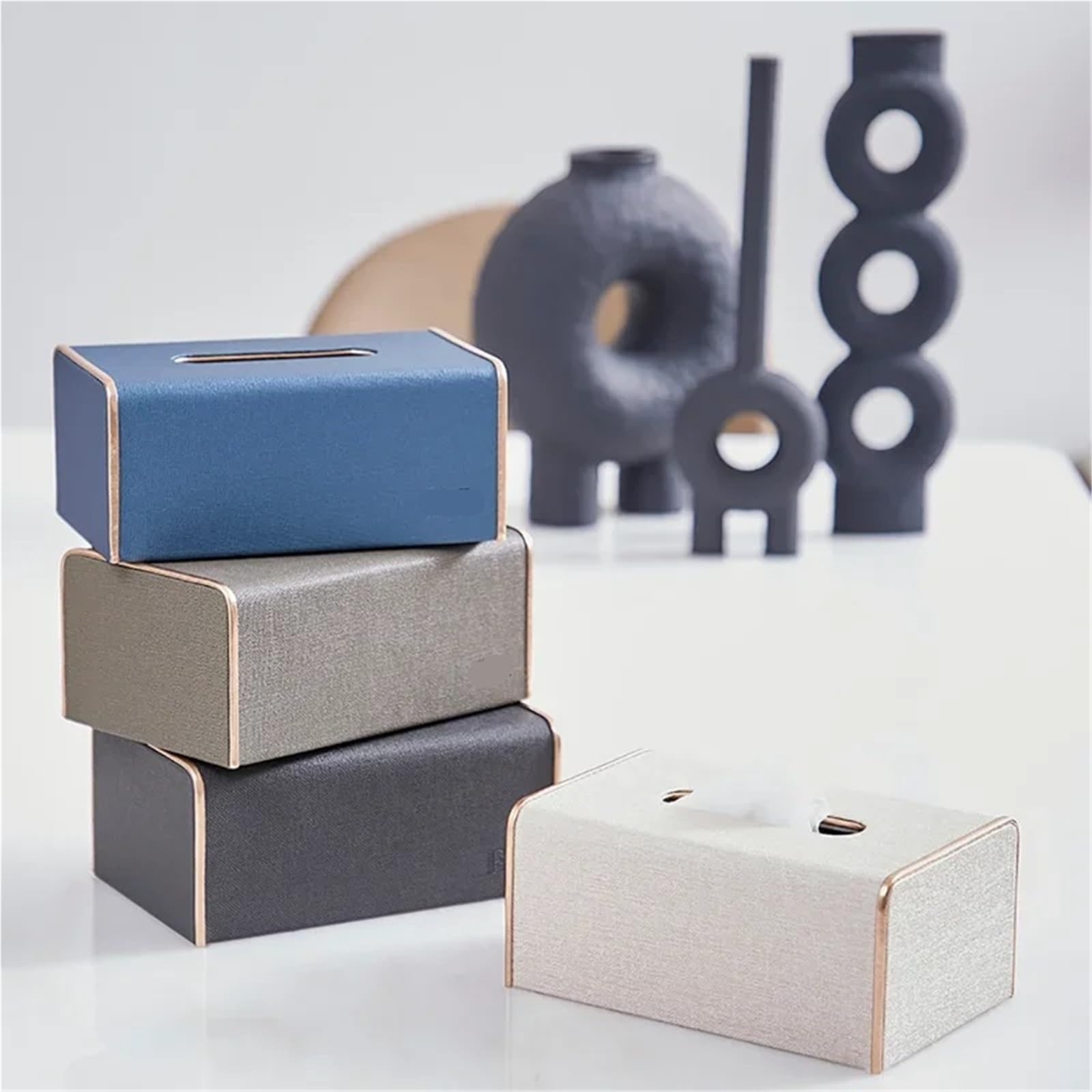 1 pezzo in pelle soggiorno hotel ufficio auto custodia di carta rettangolo quadrato sacchetto immagazzinaggio scatole organizer porta fazzoletti decorativi Für Haus(Dark Grey)