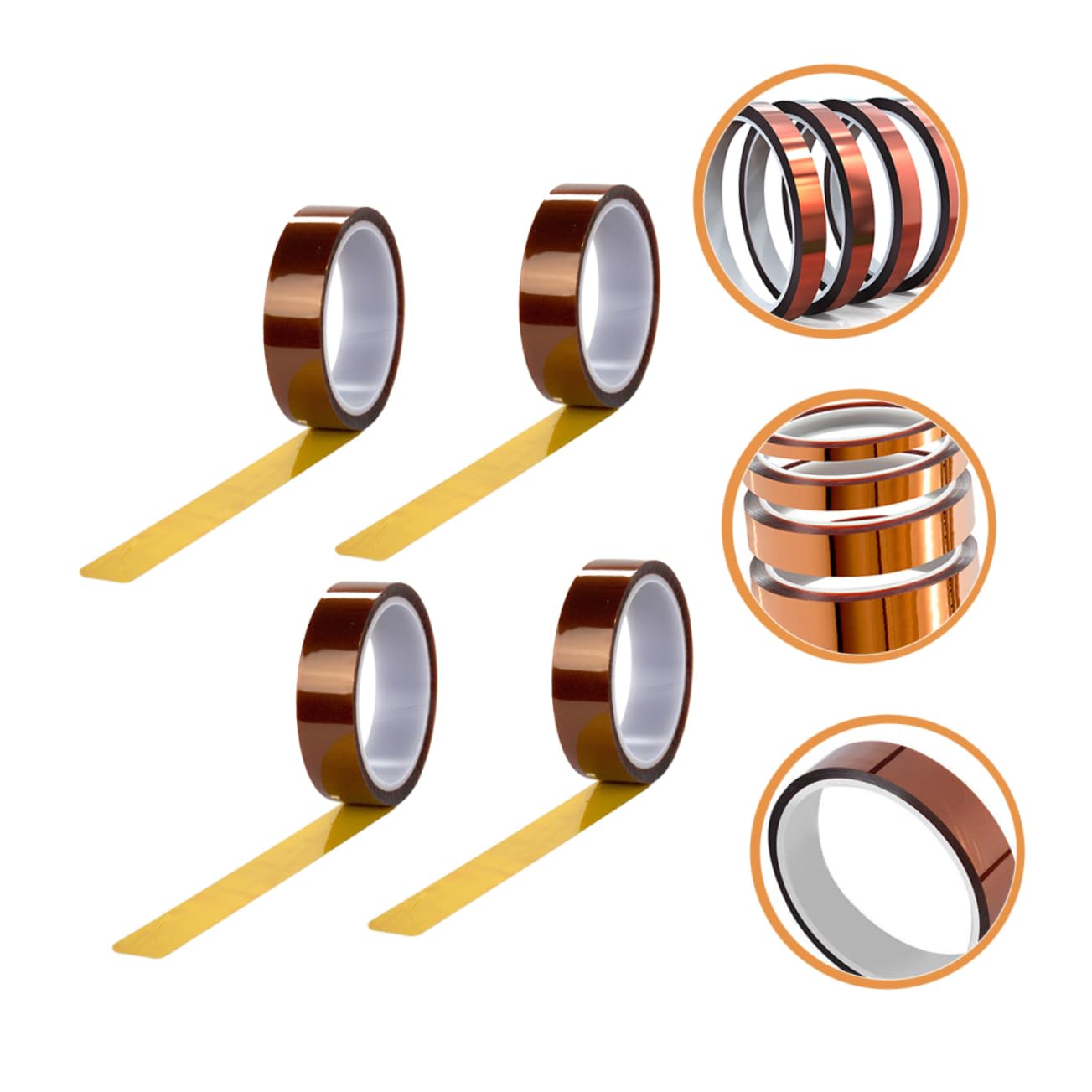 STOBAZA 4 Rolls Adhesive Heat Resistant Tape High Temperature Tape Double-Sided Tape Film Insulation Tape Clear Duct Tape Thermal Insulation Reflective Adhesive Tape Light Brown Polyimide