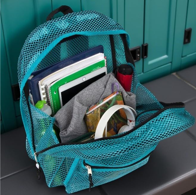 Summit Ridge Mesh Backpacks for Kids, Adults, School, Beach, and Travel, Colorful Transparent Mesh Backpacks with Padded Straps