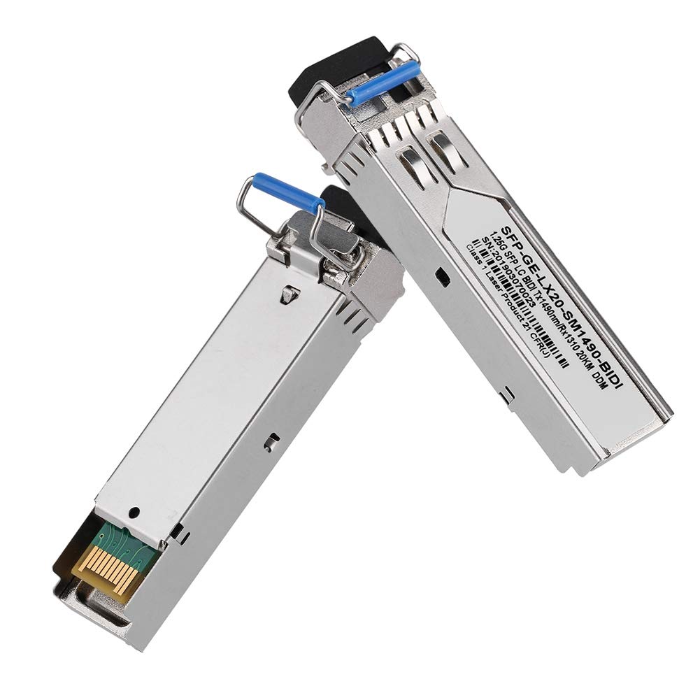 Moduł nadawczo-odbiorczy światłowodu, 100Mbps-25Gbps 3KM-80KM jednomodowy / wielomodowy LC jednomodowy / podwójny światłowód SFP/SFP28, do centrów danych i sieci korporacyjnej (SFP-GE-LX20-SM1490-BIDI