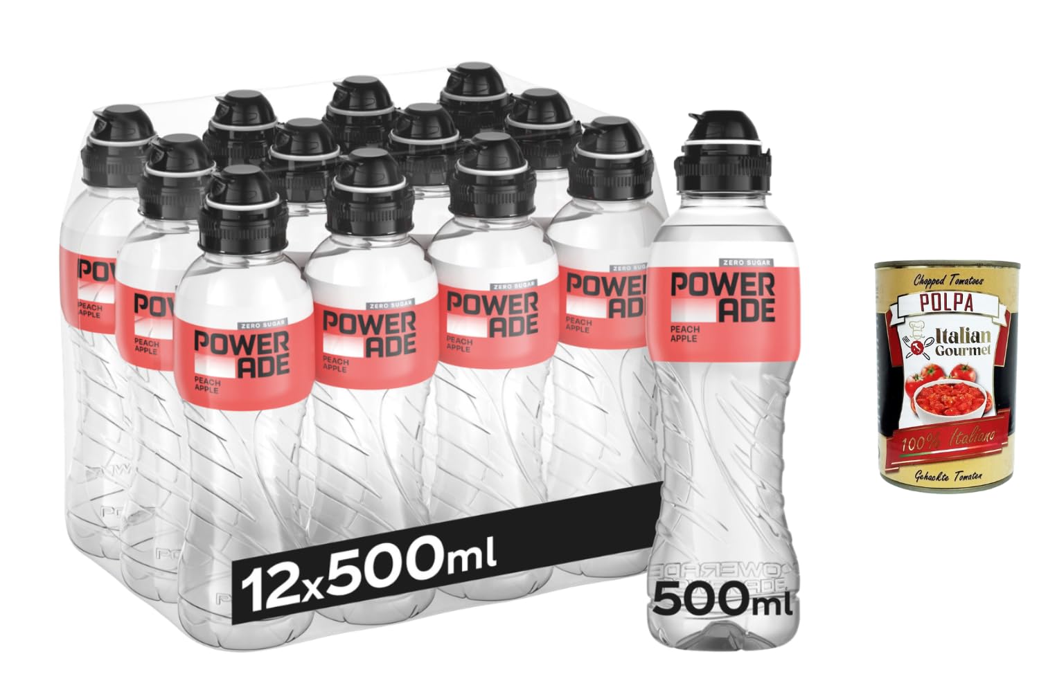 Italian Gourmet Active Water Pfirsich Apfel Bundle 12x 500ml + Italian Gourmet Polpa – kalorienarmes Sportgetränk ohne Zucker, Erfrischungsgetränk mit Peach Apple Geschmack, Fitness & Hydration