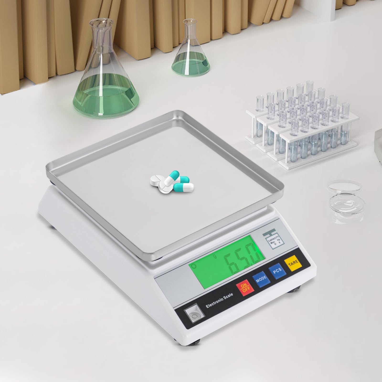 Waga precyzyjna, 6 kg, 0,1 g, waga kuchenna, dokładna waga kuchenna, elektroniczna waga laboratoryjna z wyświetlaczem LCD, funkcja liczenia, do laboratorium, kuchni, magazynu