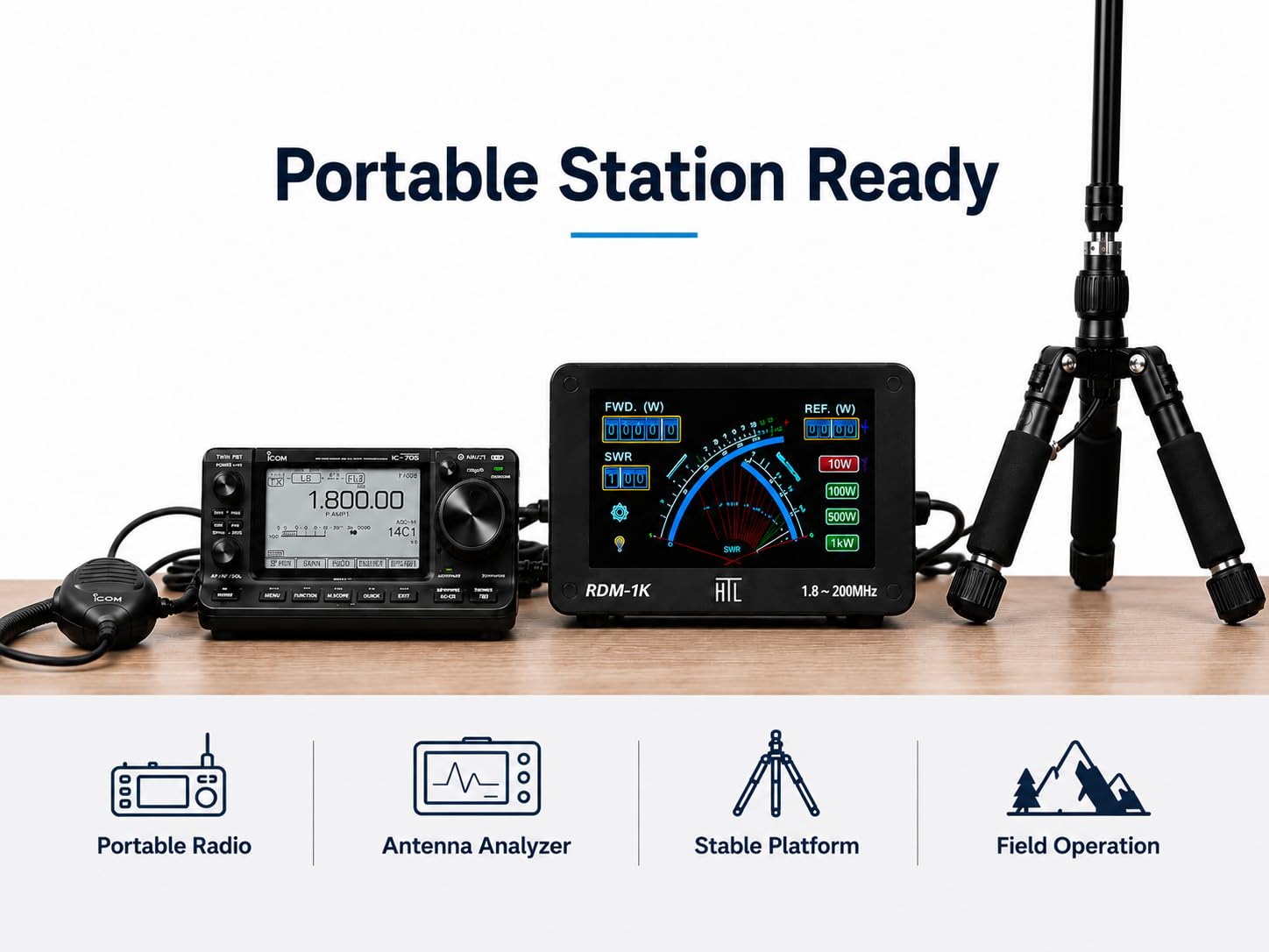 GRA-ULT01 MK3 Lekki przenośny maszt antenowy do montażu na statywie wieża UHF SO239 + 3/20.3 cm - 24 + 1/4 złącze kamery do GRA-7350T CB HF Ham Radio Amateur Outdoor 3/8x24 | GABiL