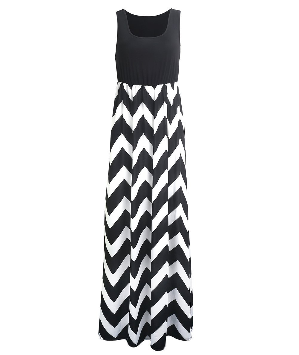 Très Chic Mailanda Women Summer Chiffon Long Maxi Dress Striped High Waist Elegant Beach Dress