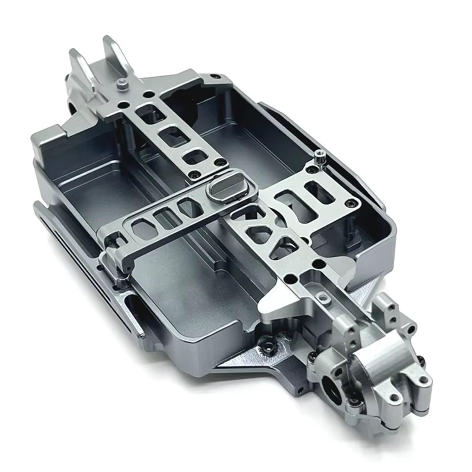 Compatible con MJX 16207 16208 16209 16210 H16 M162 1/16 RC, Piezas Mejoradas De Metal para Chasis, Cajas De Ondas Delanteras Y Traseras Piezas RC(Gray)