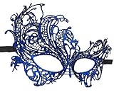 Coolwife Women's Venetian Crochet Ball Lace Masquerade Mask Halloween Fashion (Swan Royal Blue)