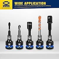 Vista 3 de BLACKROBOT 2 PCS Portabrocas de Impacto Adaptador de Transmisión Cuadrada de 1/2 Pulgada a Casquillo Hexagonal de 1/4 Pulgada para Llave de Impacto