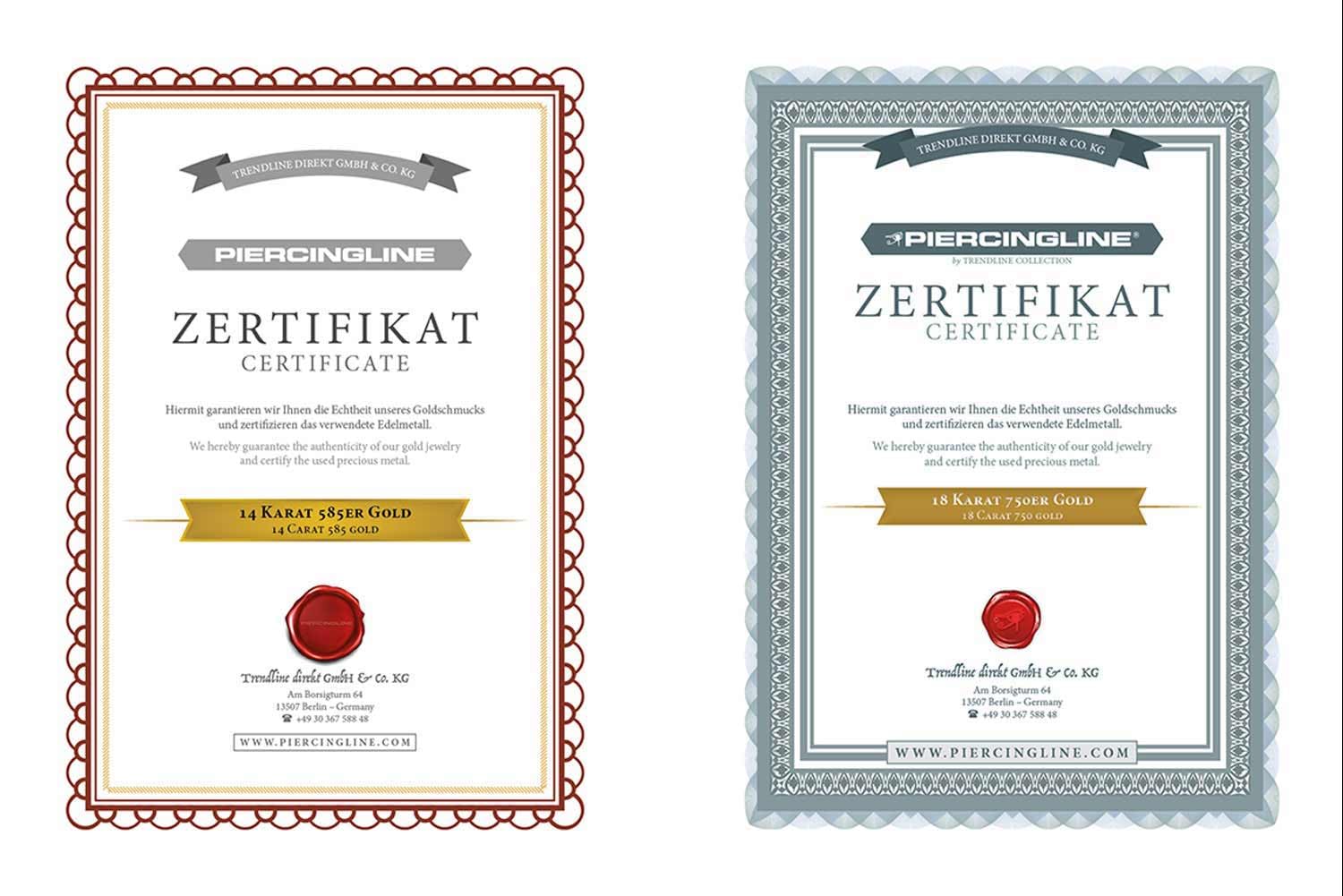 PIERCINGLINE 14K Gold Klemmkugelring MOISSANIT 585er Gold - Roségoldfarben, Goldfarben, Silberfarben