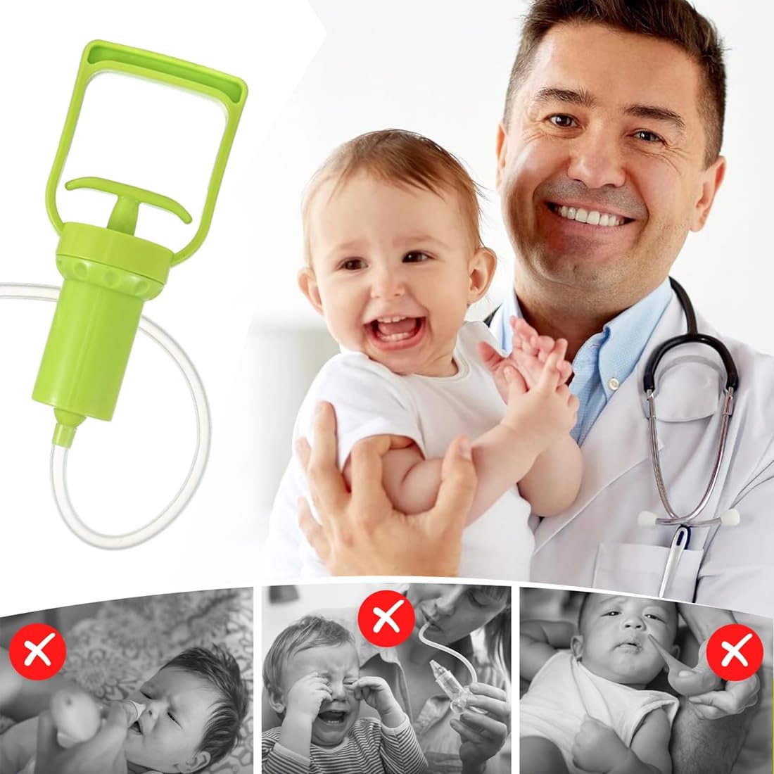 Mouche-Bébé Portable, Pompe d'Aspiration Manuelle Puissante, Soulagement Congestion