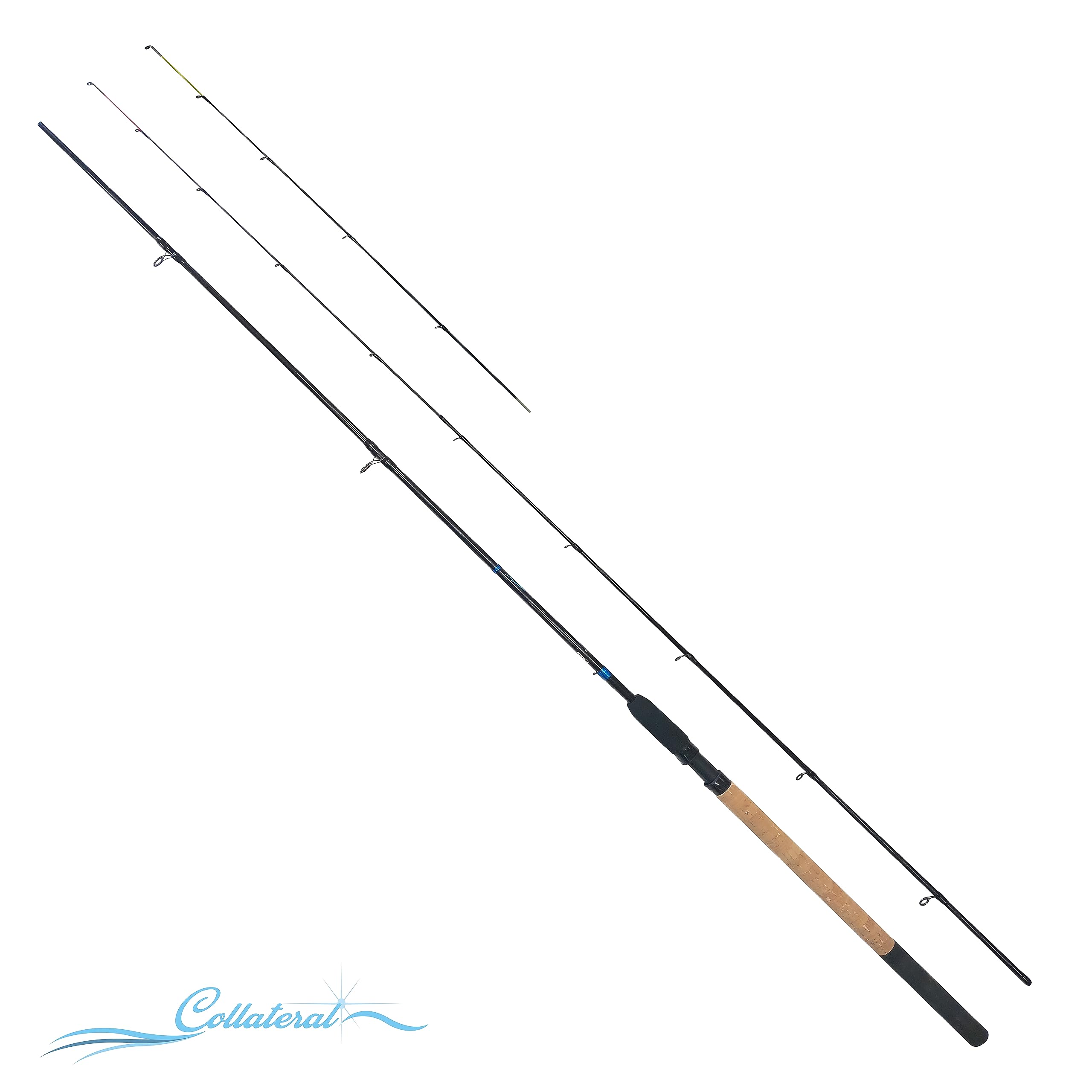 COLLATERAL - Caña de pescar alimentadora de 2,7 m, 2 piezas, con 2 puntas de carcaj, una completa de carbono y una fibra de vidrio, ideal para alimentar peces [12-19F270]