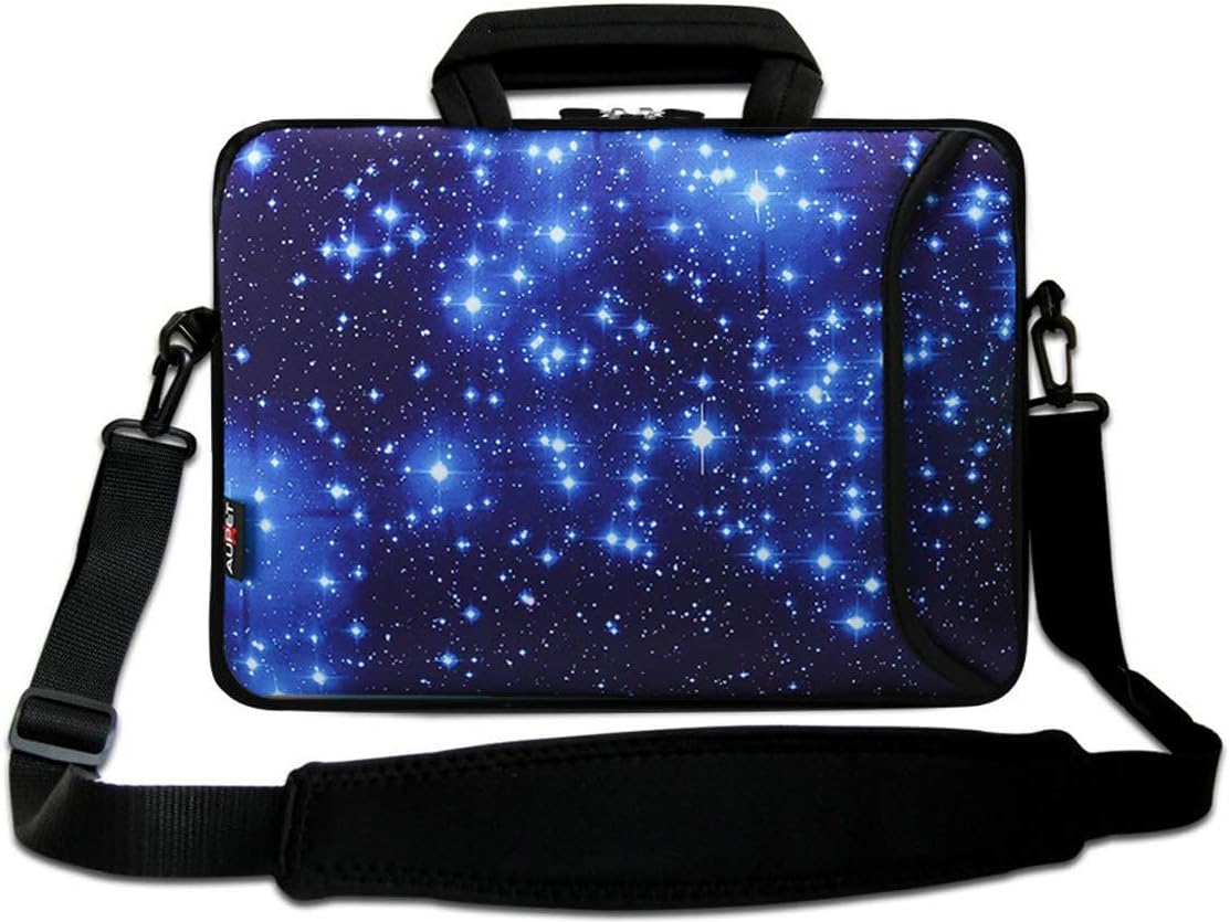 AUPET 17 17.3 inch Laptop Shoulder Bag Carrying Case Computer PC Cover Pouch+Handle For 16/17/17.3/17.4 inch Laptop Notebook (Blue Shining Stars)