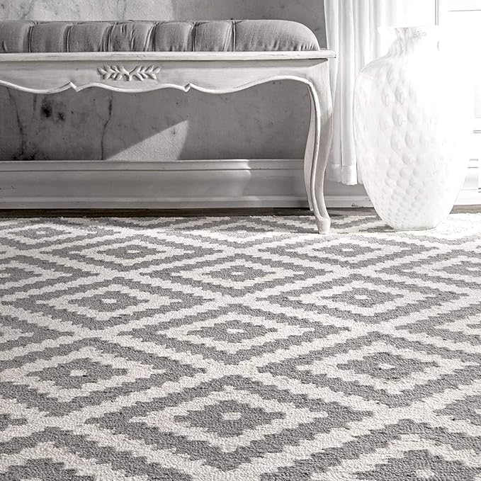 Image of Hand Tufted Wool Carpets Anti Shedding Rug Modern Carpets for Living Room Size 5x8 Feet